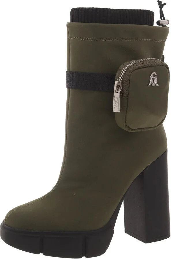 Rise Up Womens Nylon Block Heel Ankle Boots