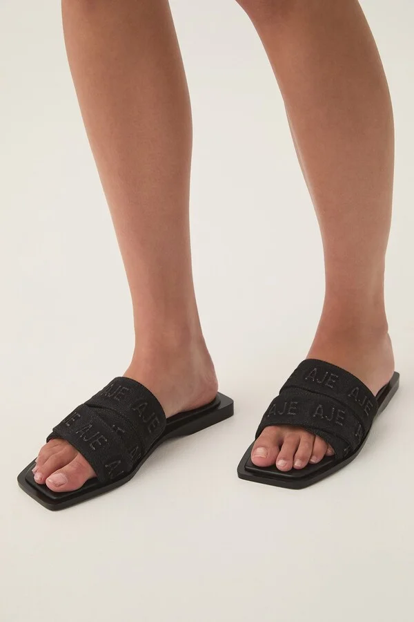 Rita Denim Logo Slide In Colour Black Wash Size 35