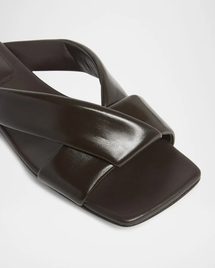Riva Criss Cross Leather Flat Sandals - Image 5