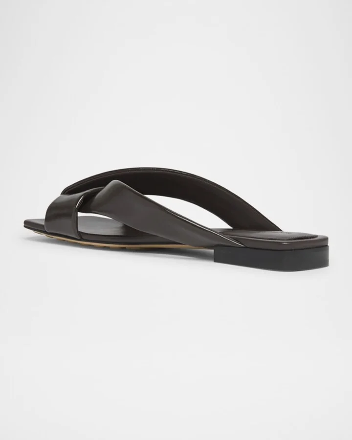 Riva Criss Cross Leather Flat Sandals - Image 8
