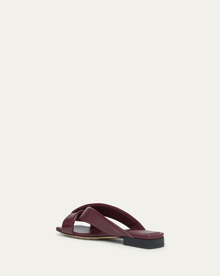 Riva Criss Cross Leather Flat Sandals - Image 2