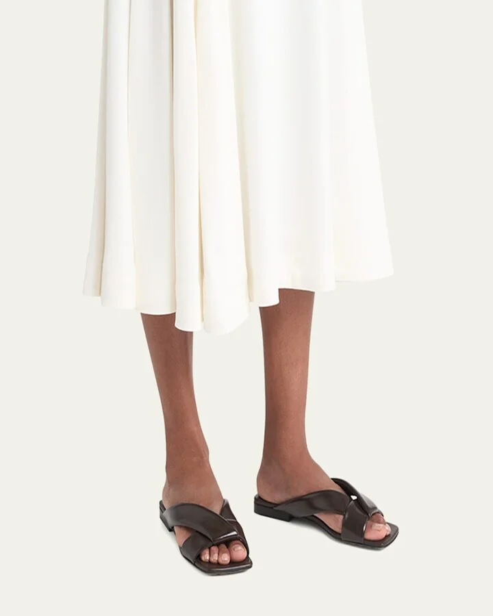 Riva Criss Cross Leather Flat Sandals - Image 6