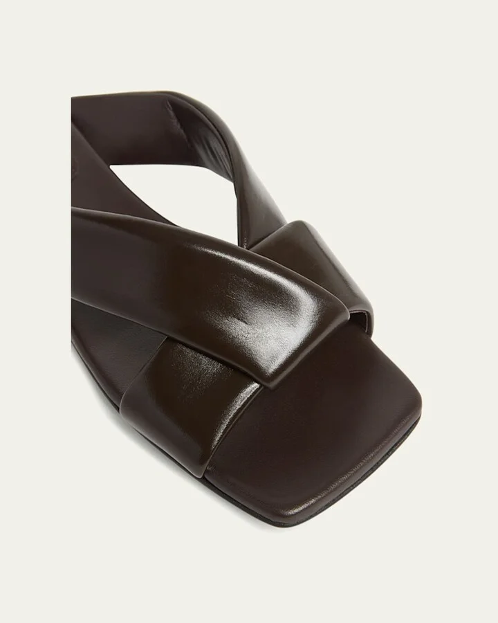 Riva Criss Cross Leather Flat Sandals - Image 8