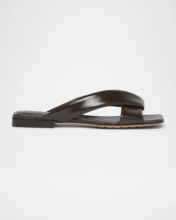 Riva Criss Cross Leather Flat Sandals