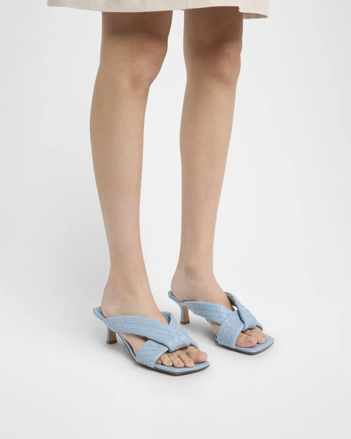 Riva Micro Woven Nappa Leather Kitten-Heel Sandals - Image 3