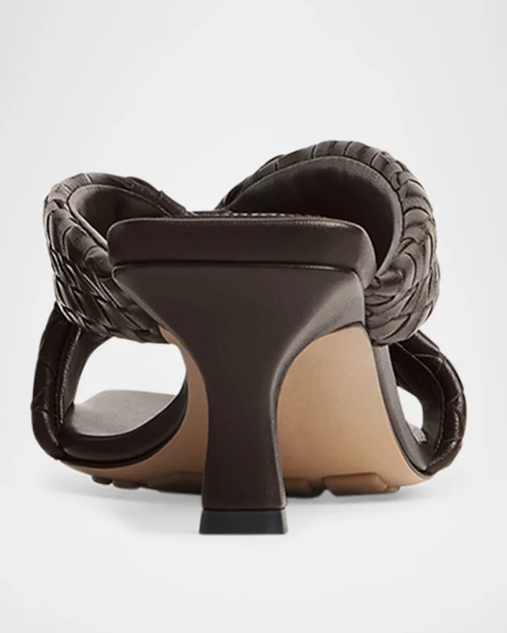 Riva Micro Woven Nappa Leather Kitten-Heel Sandals - Image 6