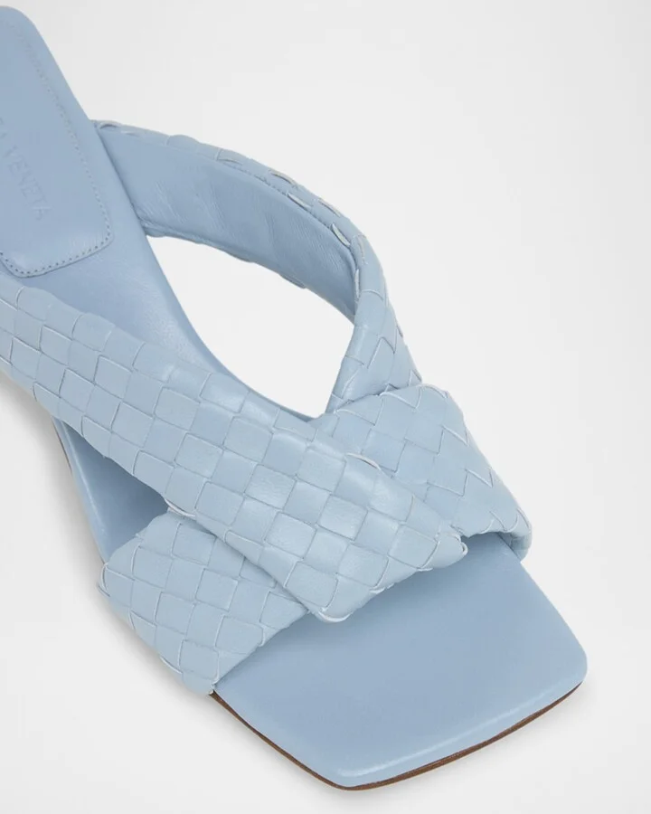 Riva Micro Woven Nappa Leather Kitten-Heel Sandals - Image 7