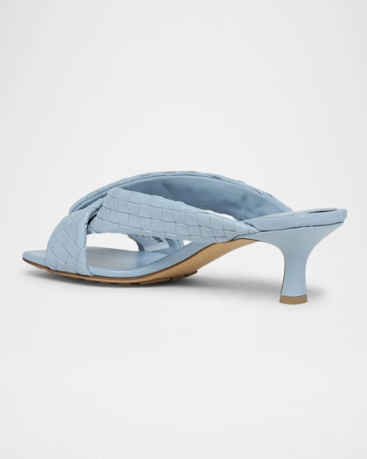 Riva Micro Woven Nappa Leather Kitten-Heel Sandals - Image 9