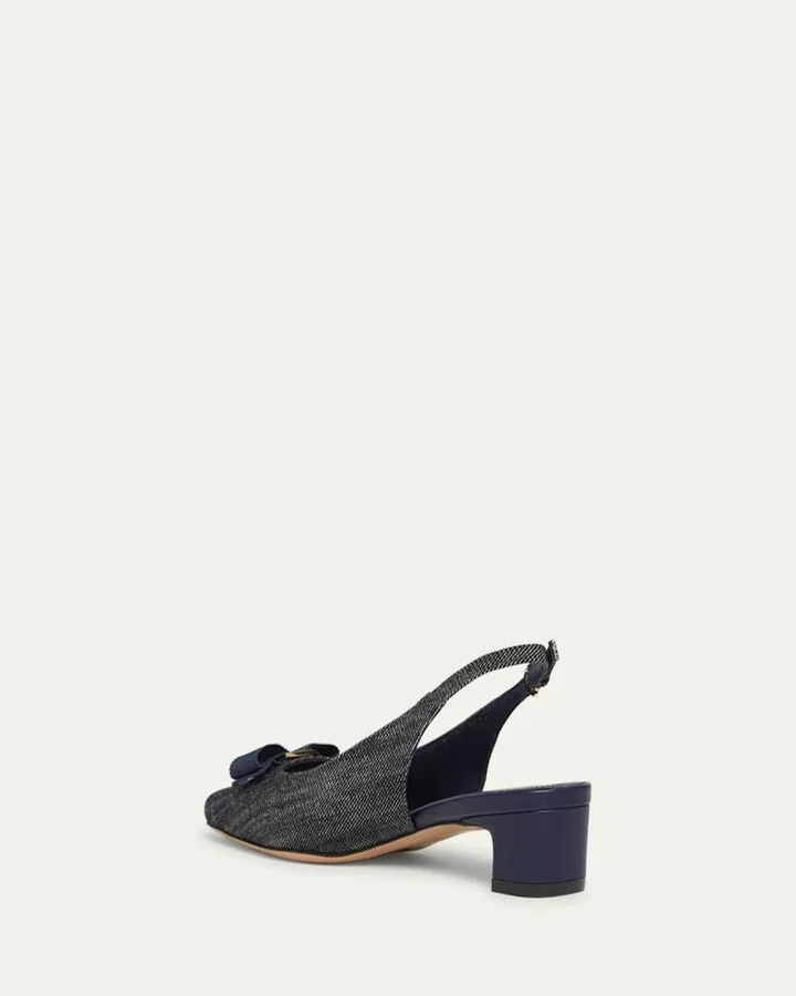 Rivada Denim Bow Slingback Pumps - Image 3