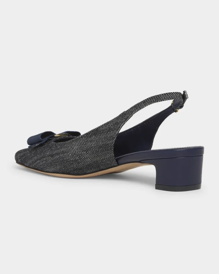 Rivada Denim Bow Slingback Pumps - Image 2