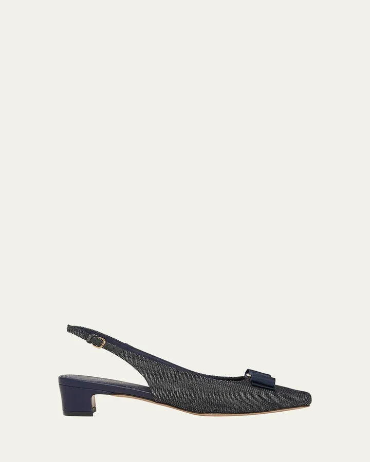 Rivada Denim Bow Slingback Pumps