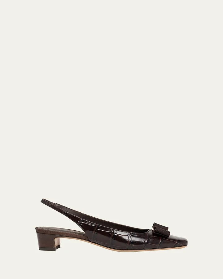 Rivada Embossed Bow Slingback Pumps