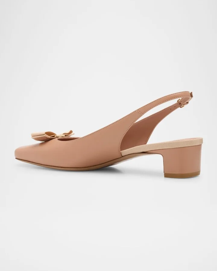 Rivada Leather Bow Slingback Pumps - Image 5