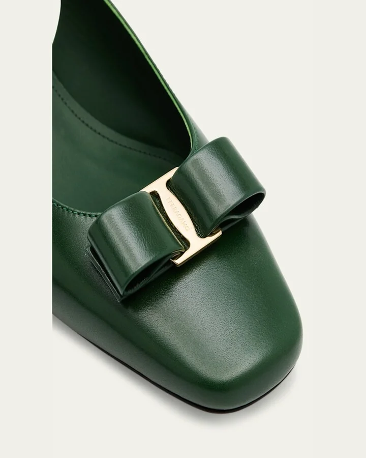 Rivada Leather Bow Slingback Pumps - Image 3