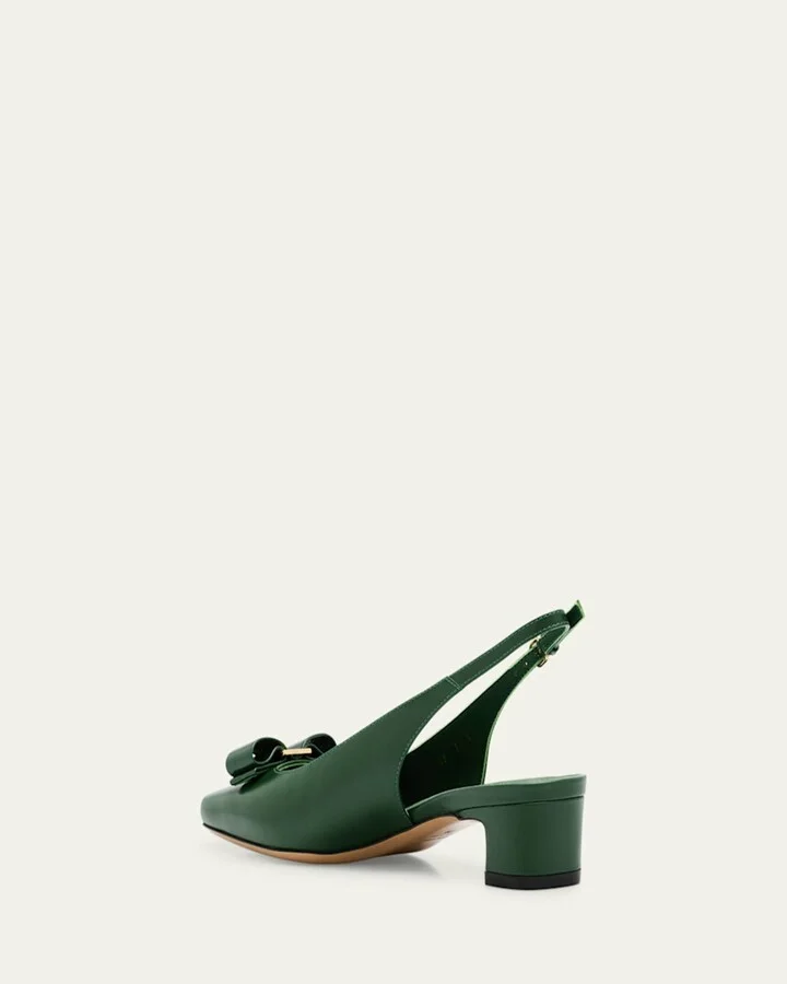 Rivada Leather Bow Slingback Pumps - Image 6