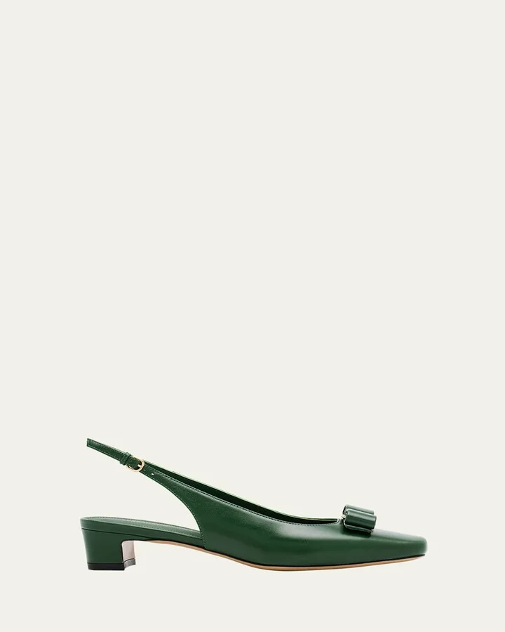 Rivada Leather Bow Slingback Pumps