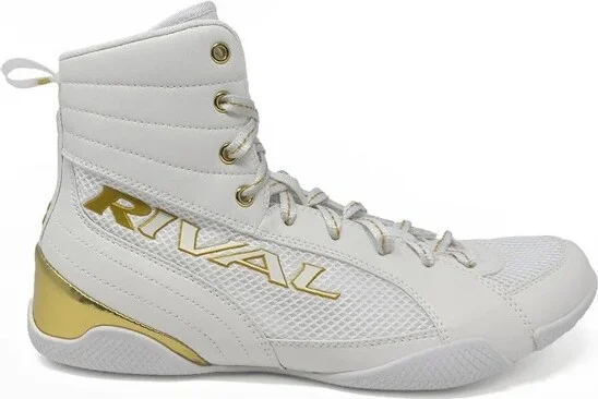 Rival Boxing RSX-Guerrero Mid-Top Deluxe Boxing Boots - - White/Gold