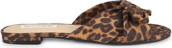 River Animal Print Leather Flat Sandals