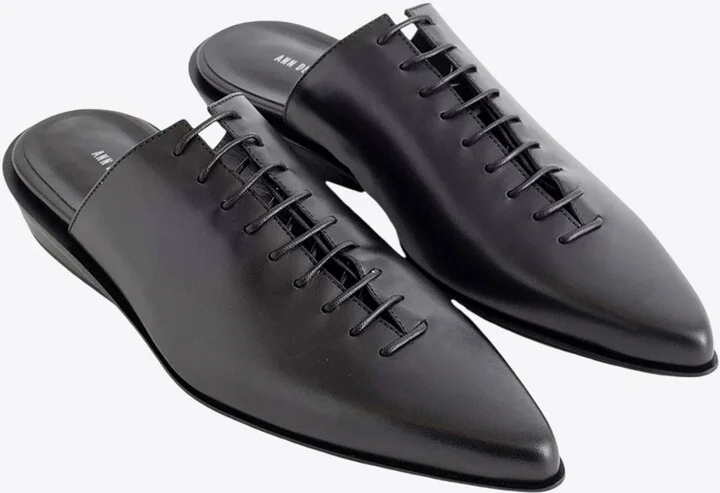 River Leather Lace-Up Flat Mules - Image 3