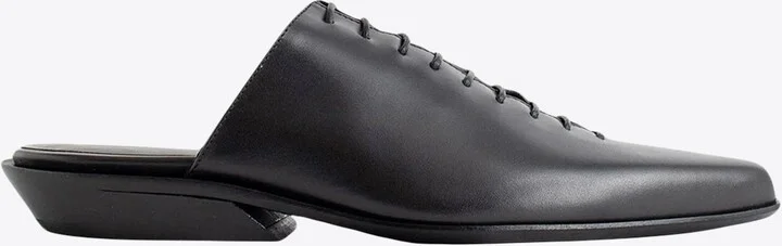 River Leather Lace-Up Flat Mules