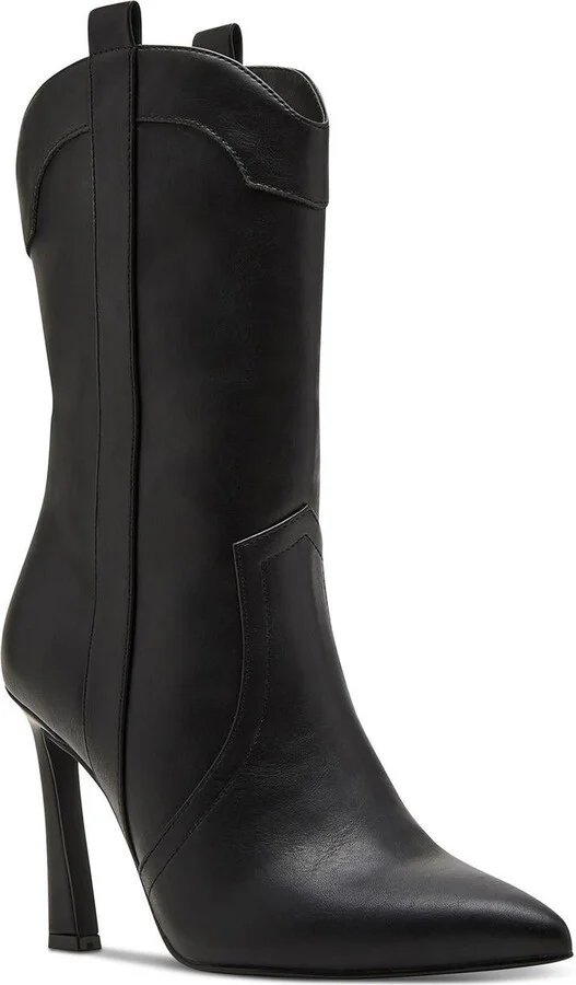 River Womens Solid Faux Leather Mid-Calf Boots