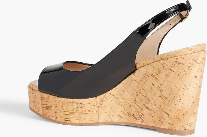 Riveria patent-leather wedge slingback sandals - Image 3