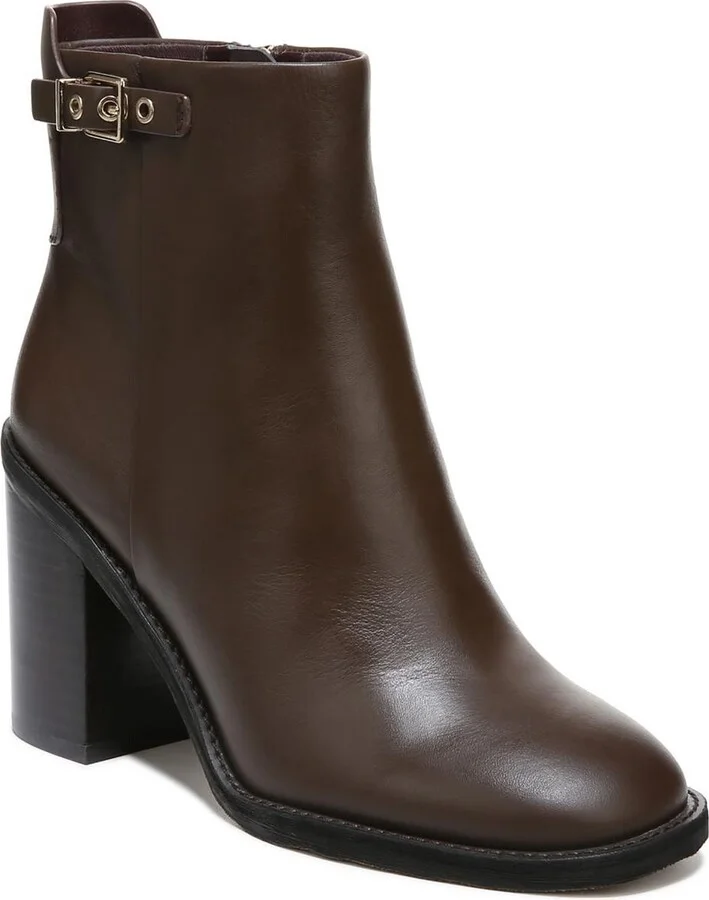 Rivet Womens Leather Block Heel Booties
