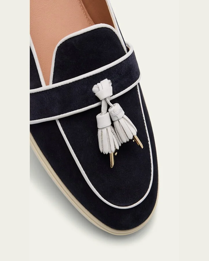 Riviera Suede Bicolor Tassel Loafers - Image 6