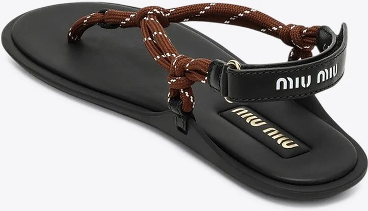 Riviere Rope and Leather Thong Sandals - Image 2