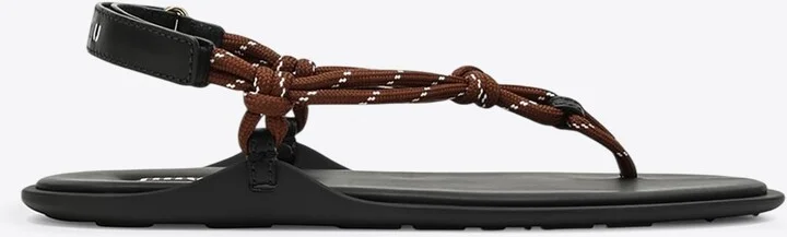 Riviere Rope and Leather Thong Sandals