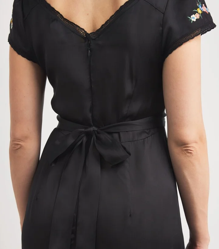 Rixo Satin Embroidered Carey Midi Dress - Image 6