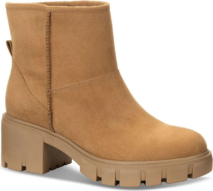 Riyaa Womens Chunky Faux Fur Lined Ankle Boots