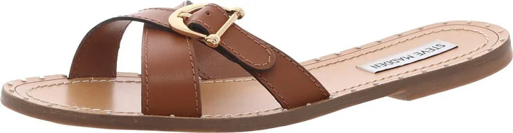 Rizz Womens Criss-Cross Leather Slide Sandals