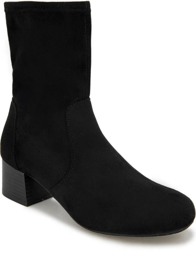 Road Stretch Womens Faux Suede Block Heel Ankle Boots