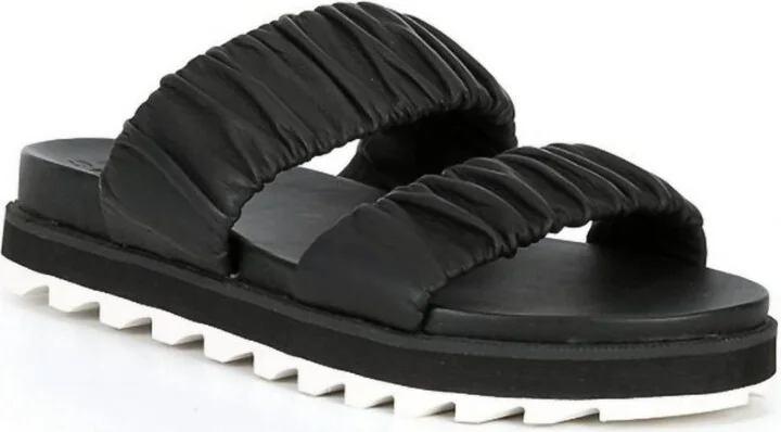 Roaming Two Strap Sandal In Black, Chalk
