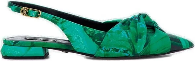 Roberto Cavalli Le Pettegole Malachite Printed Slingback Flats