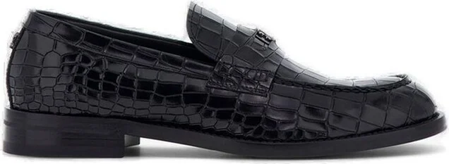 Roberto Cavalli Logo Plaque Embossed Loafers