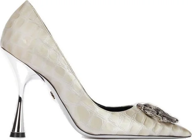 Roberto Cavalli Mirror Snake Monogram Pumps
