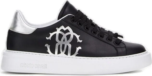 Roberto Cavalli Monogram Mirror Snake Low-Top Sneakers