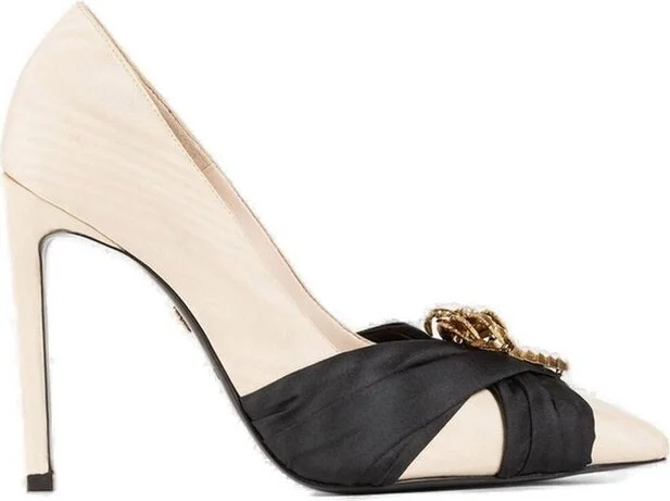 Roberto Cavalli Ribbon Embellished Pointed-Toe Pumps