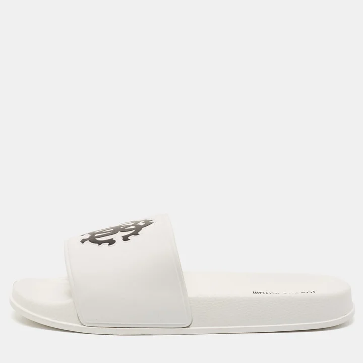 Roberto Cavalli White Rubber RC Logo Pool Slides Size 42