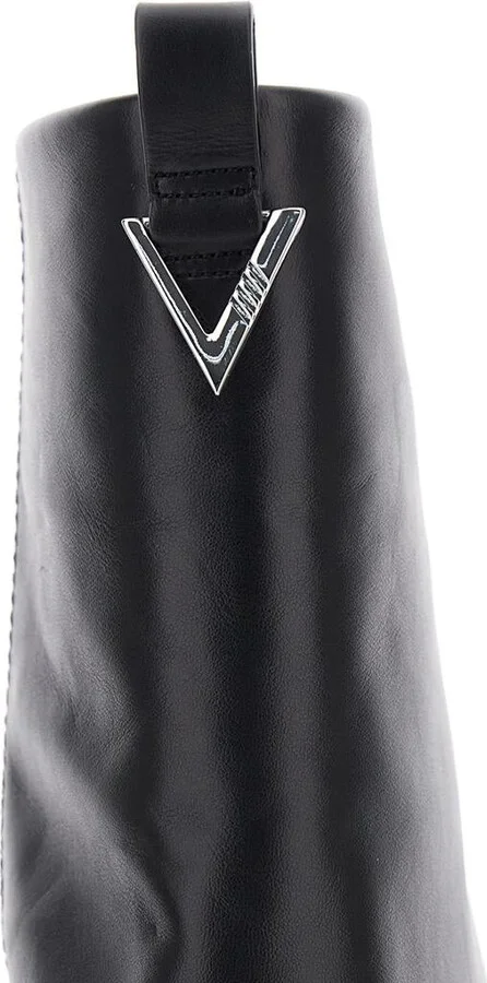 'Robin' Black Boots With Square Toe And Logo Plaque On The Rear In Leather Woman - Image 3
