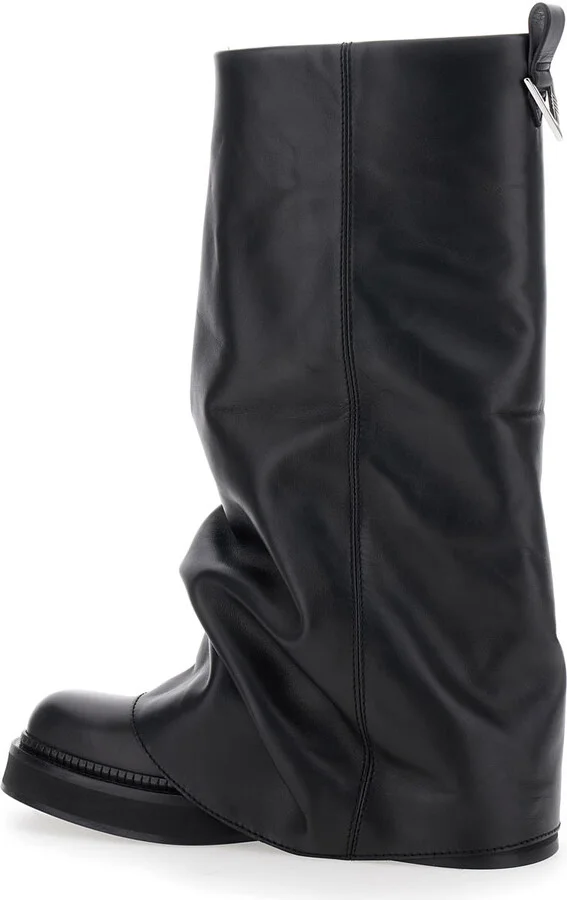 'robin' Black Boots With Square Toe And Logo Plaque On The Rear In Leather Woman - Image 2