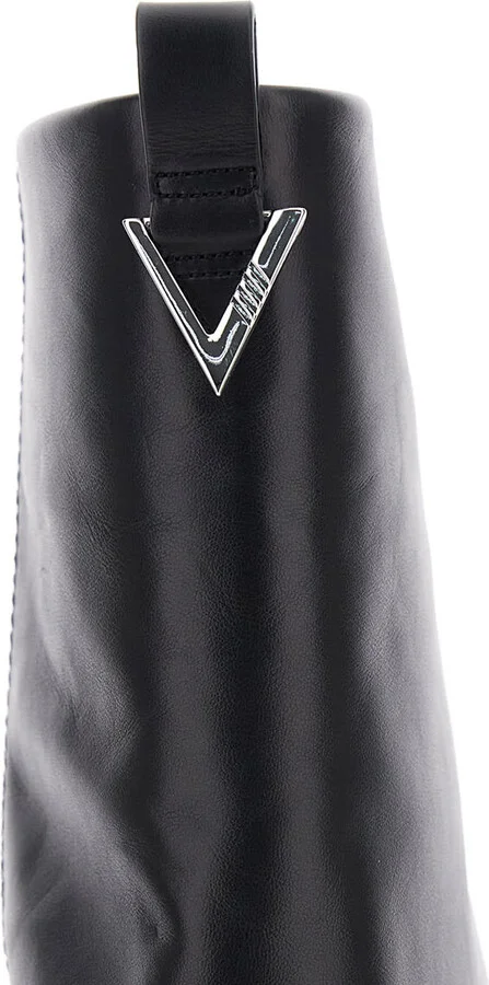 'robin' Black Boots With Square Toe And Logo Plaque On The Rear In Leather Woman - Image 3