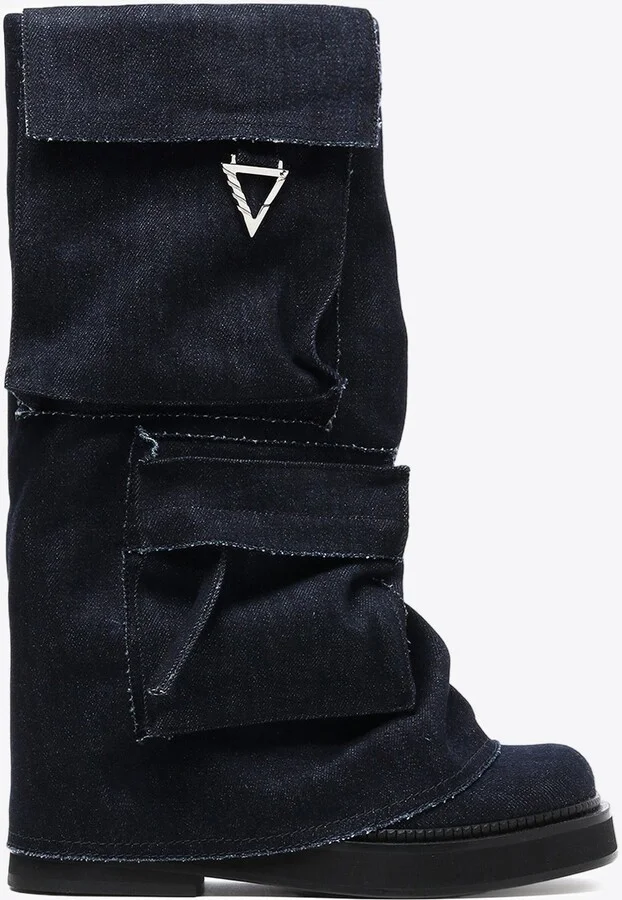 Robin Mid-Calf Denim Combat Boots
