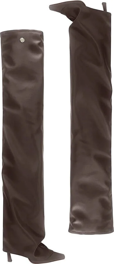 'Robin Okt' Brown Boots With High Stiletto Heel And Ruched Detail In Leather Woman - Image 3