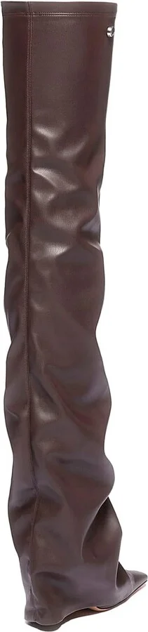 'robin Okt' Brown Boots With High Stiletto Heel And Ruched Detail In Leather Woman - Image 2