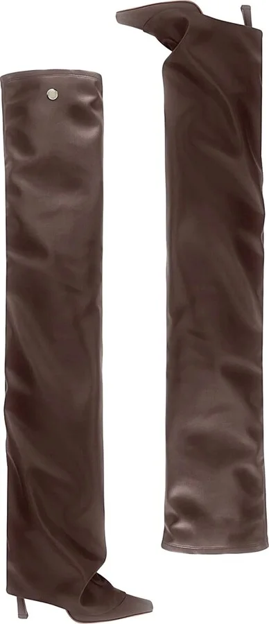 'robin Okt' Brown Boots With High Stiletto Heel And Ruched Detail In Leather Woman - Image 3