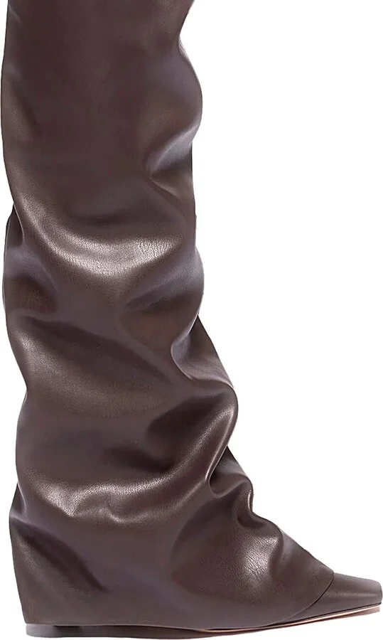'robin Okt' Brown Boots With High Stiletto Heel And Ruched Detail In Leather Woman - Image 4