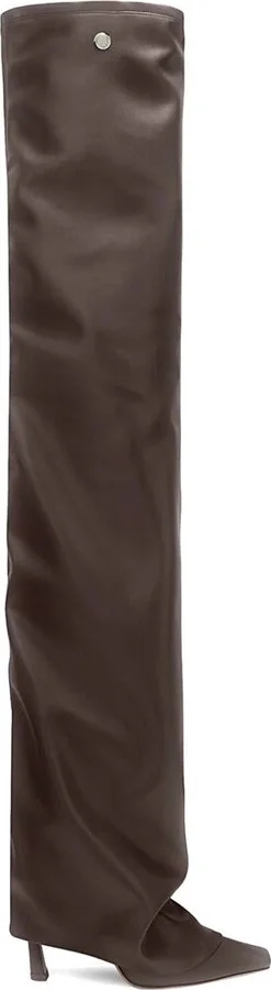 'Robin Okt' Brown Boots With High Stiletto Heel And Ruched Detail In Leather Woman